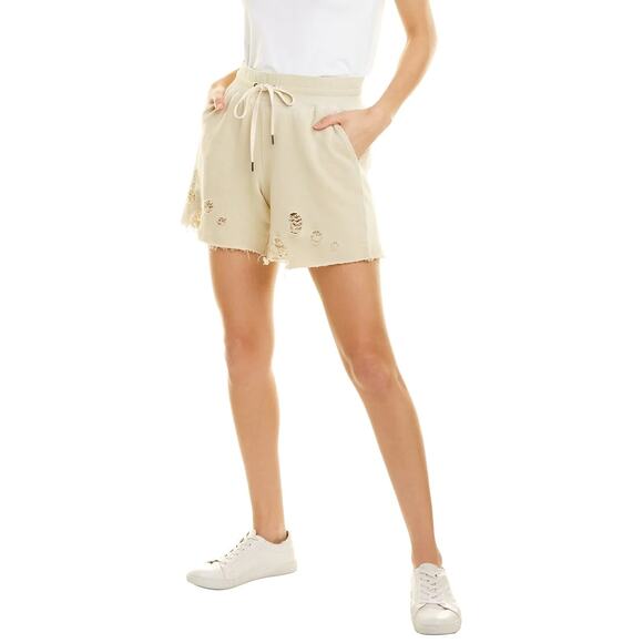 NWT n:Philanthropy Coco Beige Distressed Sweat Shorts Women's Size Small - Picture 1 of 9